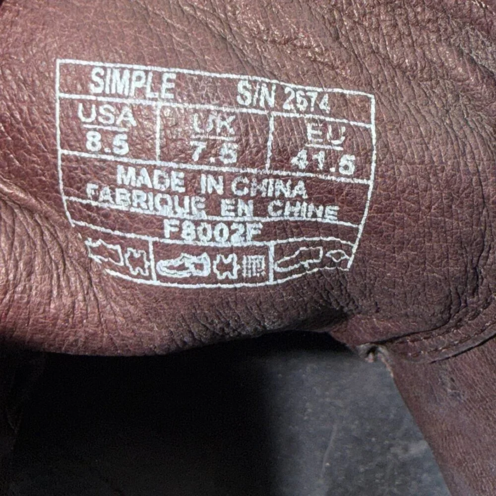 Vintage 90s SIMPLE Brand Mens Leather Split-Toe Chukka Boots Brown Size 8.5